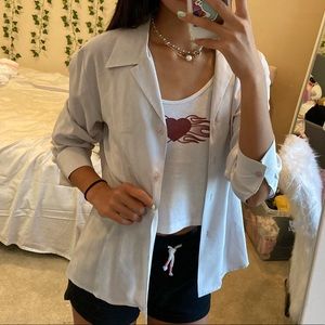 silk gray button up